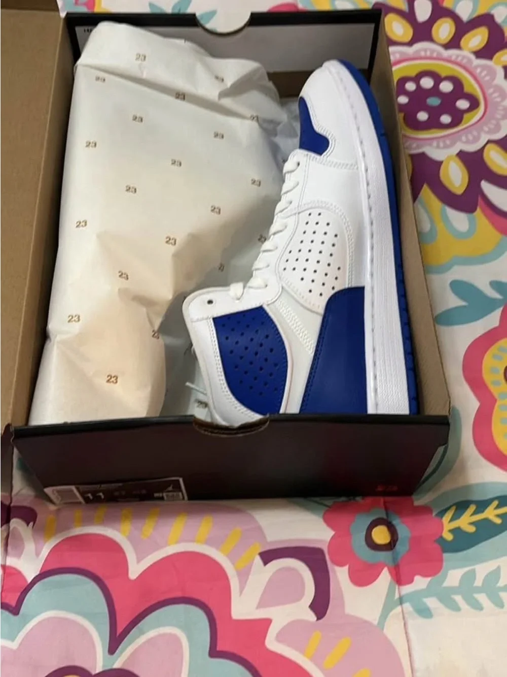 Jordan Men's White and Blue Basketball Sneakers